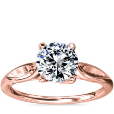 Leaf Solitaire Engagement Ring in 14k Rose Gold